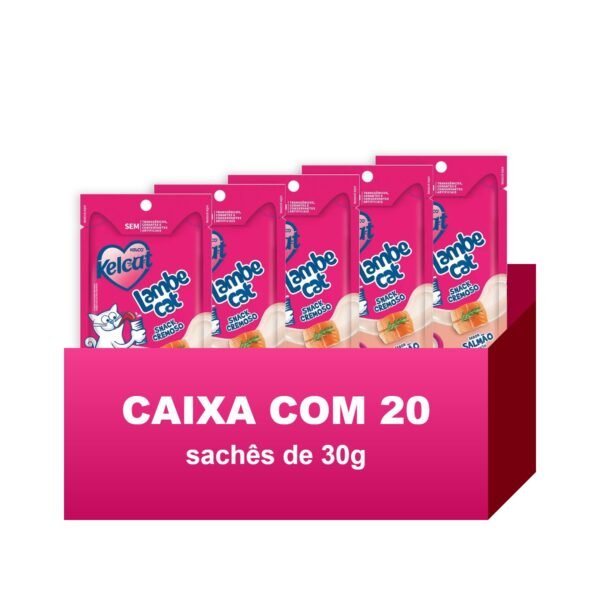 Petisco Cremoso Gato Kelcat Lambe Cat Salmão 30g Cx 20un